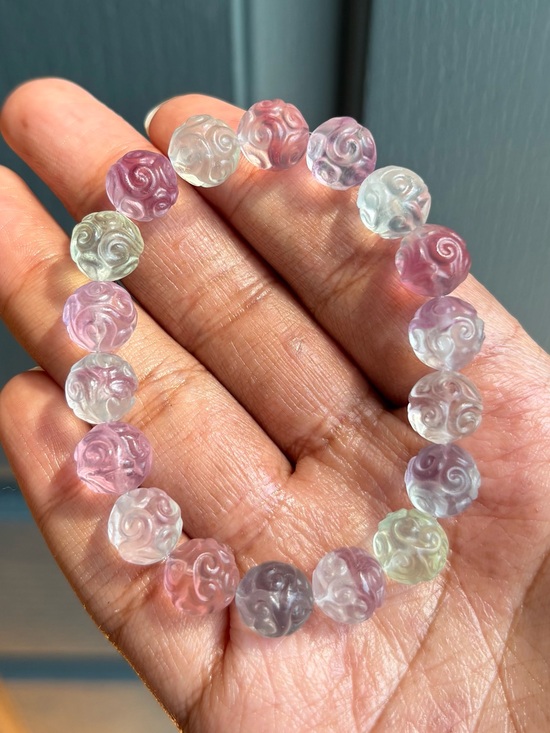 Jewelry - Pastel Fluorite Lucky Cloud Crystal Charm Bracelet 11mm